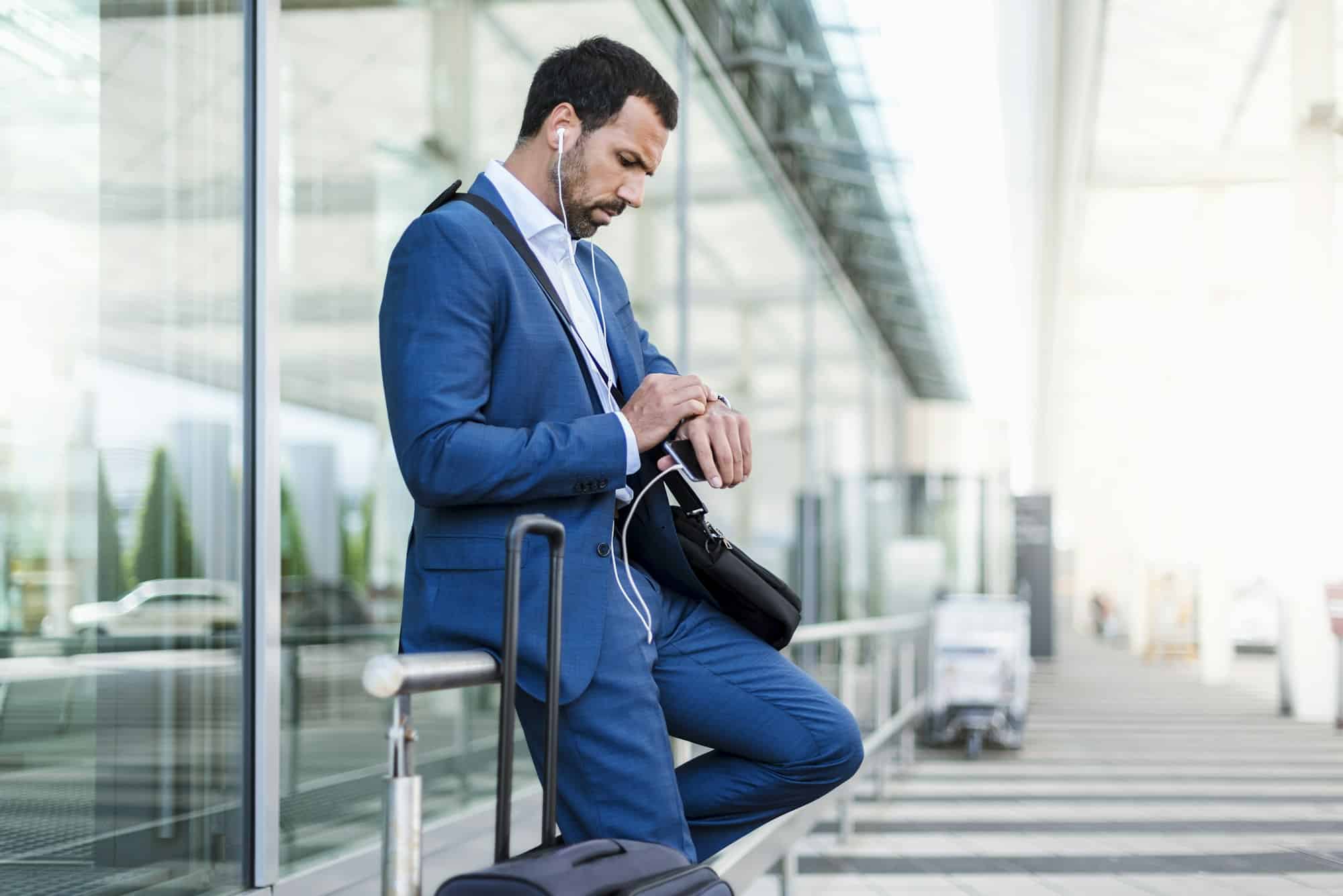 Business client waiting for his airport transfer